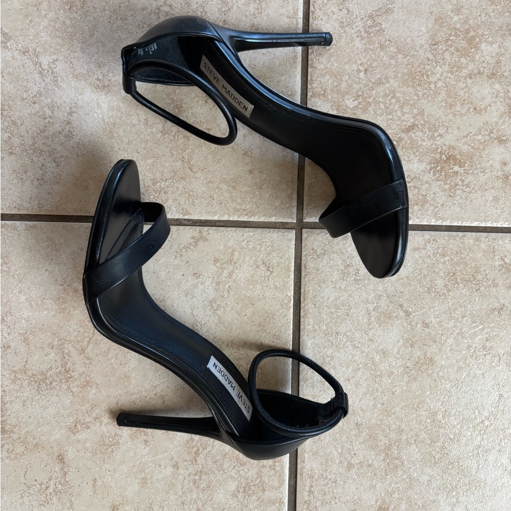 Steve Madden Sleek Black Strappy Heels